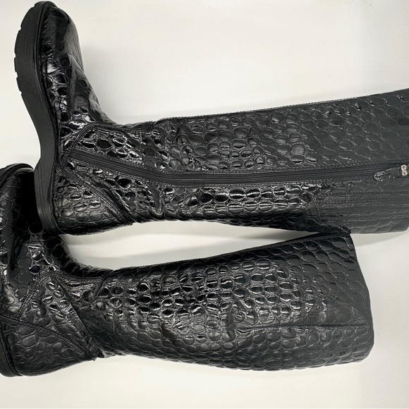 Kalso Earth Shiny Alligator Skin Pattern Boots size 6.5 Women black Mid-Calf - Picture 12 of 16